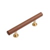 JIASENBAO Brown Leather Drawer Pulls 5 Pack 3" (76mm) Hole