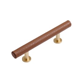 JIASENBAO Brown Leather Drawer Pulls 5 Pack 3" (76mm) Hole Center Leather Dresser knobs Pulls for Kitchen Drawers Bathroom Dressers Cabinet Knobs