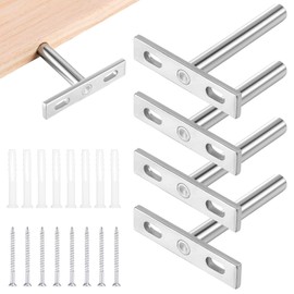 Coptiner 4Pcs Floating Shelf Bracket Heavy Duty Hidden Shelf Brackets with 8Pcss Expansion Screws for Wall Mounted Decoration Cabinet Furniture Shelf Support Silver