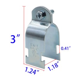 Baudelun 1-1/4" EMT Strut Clamps for Rigid Conduit and Pipe, 4 Packs Universal Steel Strut Clamps for Rigid Conduit and EMT, Standard Electro-Galvanized EMT Strut Clamps Assembled with Bolt and Nut