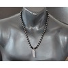 ElisaJewelryArt - Unique Natural Grey Agate Quartz Pendant Necklace Black