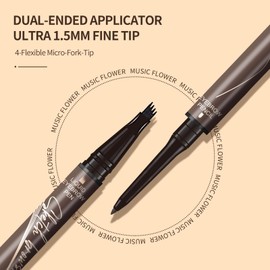 Music Flower eyebrow pencil,Dual-Ended Microfilling Eyebrow Pen, Liquid Eyebrow Pen with 4 Micro Brush-Tip Applicator & Brow Defining Eyebrow Pencil with Precision Tip (Chestnut)
