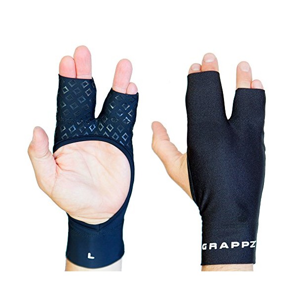 Grappz Flexible Splint for Fingers - Finger Tape Alternative Athletic Gloves Pair, Injury Jam Protection & Grip Support for BJJ, & All Sports (Black, Unisex, Extra Large)