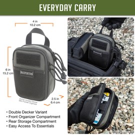 MAXPEDITION Double-Decker Mini Pocket Organizer (4” x 2.5” x 6”) EDC Pouch, Tactical Tool Pouch for Organization, MOLLE Accessories for Everyday Carry (Wolf Gray) 0258W