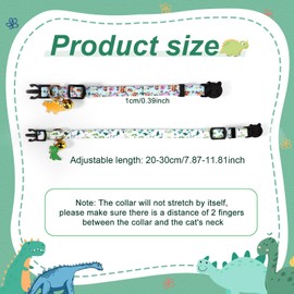 Gosknor 2pcs Adjustable Dinosaur Cat Collars, Kitty Collar Kitten Collar with Bell Dinosaur Charm, Cute Cat Collar Fancy Cat Collar Pet Collar for Small Medium Large Cats Dogs Pets