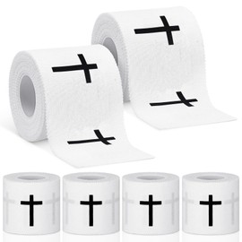 Geiserailie 4 Pcs Christian Athletic Tape with Cross Sports Tape 2in x 23ft Jesus Cotton Wrist Tape for Sports Athlete Trainers Tennis Gymnastics Boxing Athlete First Aid Injury Wrap