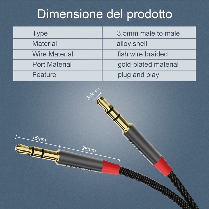ANYPLUS Aux cable, 3 m, 3 5 jack to 3