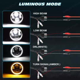 SHENKENUO For Honda VTX 1300 C R RETRO VTX 1800 5.75" 5-3/4 inch LED Headlight DRL Motor