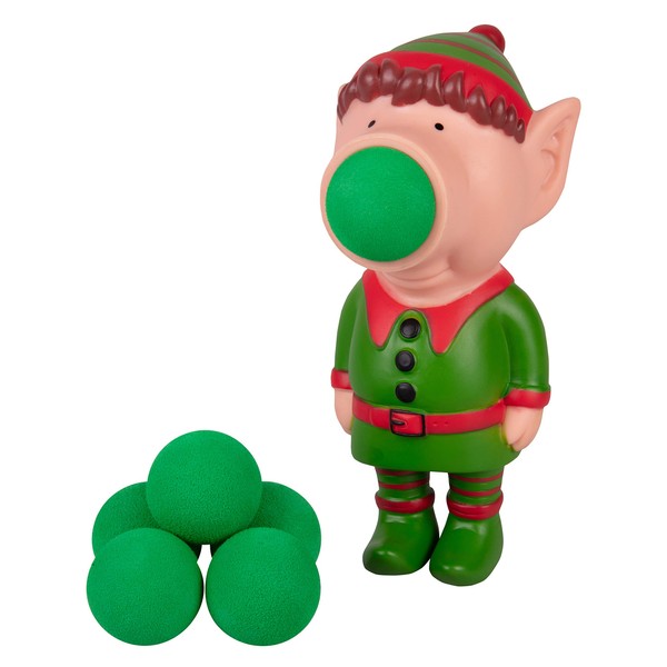 Hog Wild Holiday Christmas Elf Popper Toy - Squeeze & Shoot Foam Balls Up to 20ft - Gift for Kids, Boys & Girls