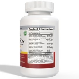 Bioactive B Complex with Vitamin C – Methylated B12, Folate (5-MTHF), B6 P5P, PABA, Choline, Inositol – High Strength, 90 Vegan Capsules – Non-GMO