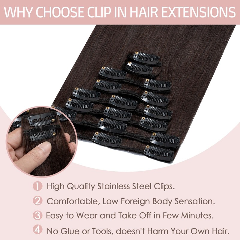Silk-co 8 PCS Hair Extensions Clip in Hair Extension #02