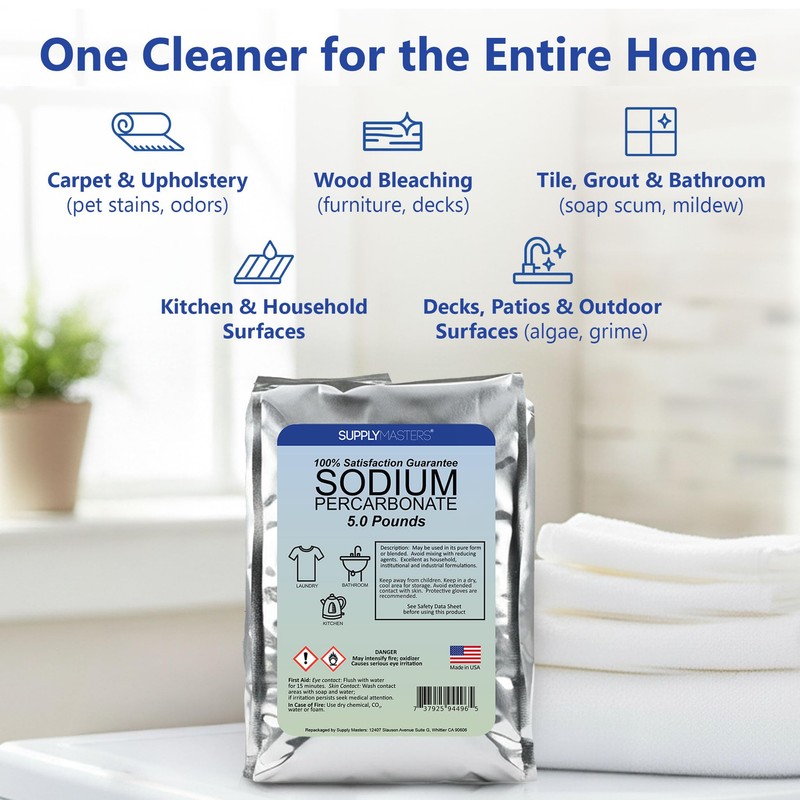 SupplyMasters Sodium Percarbonate Powder 5 lbs Pack - Oxygen Source