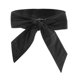 Sethain Faux Leather Waist Belt Black Overcoat Waistband PU Leather Coat Belts Tie Bow Waistbands for Women and Girls (Black)