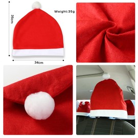 Bohue 2pcs Santa Hat Car Seat Headrest Covers Cute Christmas Car Decoration Creative Dustproof Seat Head Pillow Hood Xmas Car Accessories for Interior Vehicle Accessories