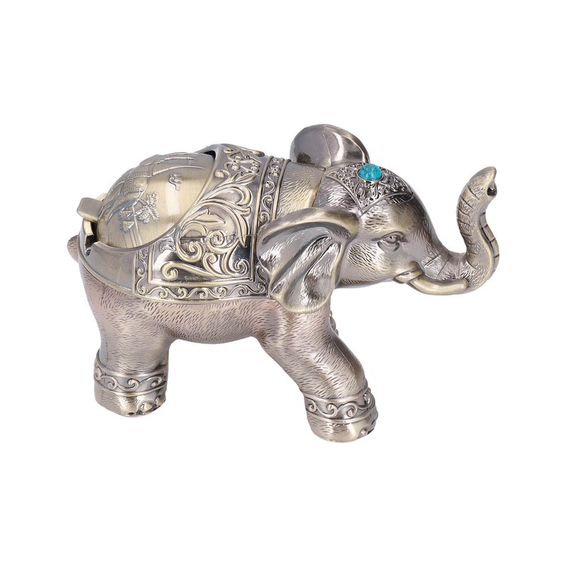 Cigar Ashtray Vintage Elephant Wind Proof Embossed Design Durable Metal