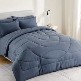 SLEEP ZONE King Size Comforter Duvet Insert, Down Alternative Reversible Comforter, Lightweight, Soft and Breathable Bedding All Season, Flint Blue