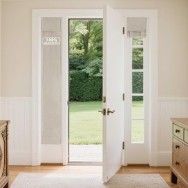 NICETOWN Sidelight Curtains for Front Door, 100% Linen Blackout Side Door Small Window Curtains Thermal Insulated Tie Up Shade, 1 Panel, W12 X L69 Inch Long, Natural