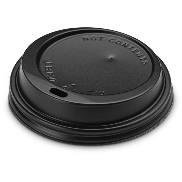 PaperMade Black Disposable Coffee Cup Lids (1000 Lids) - Resealable Dome Lids For Hot Or Cold Beverage Cups, 1 Case Fits Most 10 oz, 12oz, 16oz, 20oz Cups | Perfect For Travel, Coffee Shops & Take Out