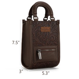 Montana West Western Mini Crossbody Bags for Women Designer Top Handle Handbags, Tooling-coffee, Small