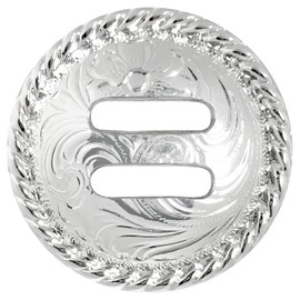 Pack of 5 Slotted Conchos Leathercraft Saddle Headstall Art Biker Tack Rope Edge Slot Concho - Bright Silver