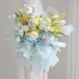 BBJ WRAPS Papel de algodón coreano para envolver flores, no tejido, impermeable, para ramo floral de embalaje, para suministros de floristería, 22.8 x 22.8 pulgadas, 15 hojas (púrpura)