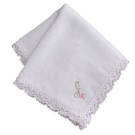 Sofisti Initial Lace Towel Handkerchief White Lady Ladies Hand Towel Approx. 10.6 inches (27 cm) (S)