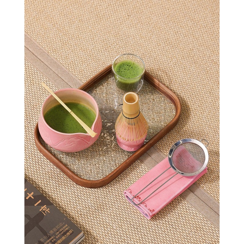 ZENS Matcha Set Pink, Japanese Matcha Tea Ceremony Kit, 6pcs