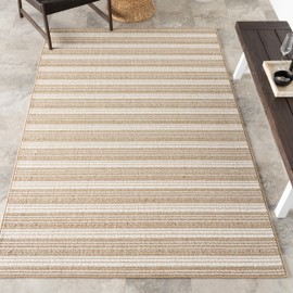 nuLOOM 4' x 6' Plush Indoor/Outdoor Area Rug, UV-Resistant, Long Loop Construction, Oeko-TEX Certified, Paito, Balcony, Hermine Brown