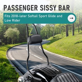 MoKitDora Sissy Bar 22.5" Passenger Detachable Backrest for 2018-later Softail Sport Glide FLSB Low Rider FXLR FXLRS FXLRST FXRST Models, Black