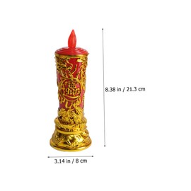 Yardenfun 1 Pair Buddha Lamp Chinese Led Candles Pillar Led Candle Light Gold Accent Decor Battery Operated Candles Lamp Finials Decorative Led Candle Centerpiece China E27 Plastic Wedding