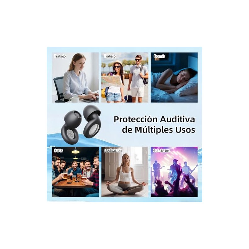 Tapones Auditivos para Dormir, Ear Plugs Lavable y Reutilizable, Tapones