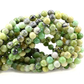 100Pcs Natural Crystal Beads Stone Gemstone Round Loose Energy Healing Beads with Free Crystal Stretch Cord for Jewelry Making (Australian Chrysoprase, 6MM)