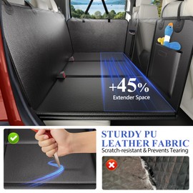 ROUWINNE Back Seat Extender for Dogs Truck-Upgraded PU Leather-Dog Pet Seat Cover Back Seat Hard Bottom 500lbs, Anti-Scratch Dog Hammock for Crew Cab Trucks F150, RAM1500, Sierra, Tundra, Silverado