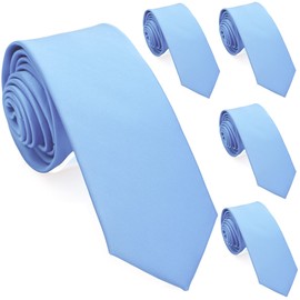 ZENXUS Corbatas delgadas para hombre, color sólido de 2.5 pulgadas, paquete de 1 o 5 corbatas lisas, 14 azul bebé., Delgado