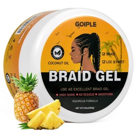 8.8OZ Strong Hold Braid Gel Tames Frizz Smoothing Gel Good for Twist, Locs, Braids, Edge, Cornrows No Flake Extra Hold High Shine Braiding Gel & Edge Control Easy to Use for Braids