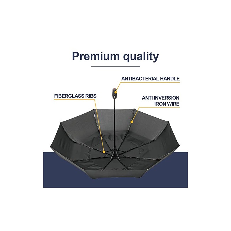 A.Brolly Edinburgh Large Windproof Travel Umbrella - Black, 54 Inch