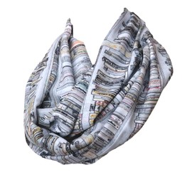 Di Capanni Book infinity scarf Library Bookshelves womens literary gifts nerdy bookworm book lover (Gray)