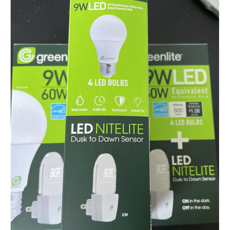 Greenlite New. 9w led light bulb. Equals To 60w. X9