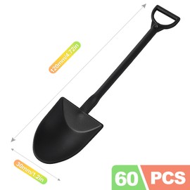 ZukoCert 60 Pcs Mini Shovel Spoons for Desserts, Tiny Plastic Shovels for Halloween Dessert Decorations, Cute Party Supplies & Halloween Silverware for Adults, Black