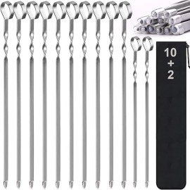 Unbranded Brochetas BBQ de Acero Inox – 12PCS Kabob Skewers Reutilizables