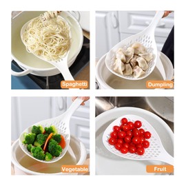 Octonyluck Skimmer Slotted Spoon Spider Strainer, Strainer Large Cooking Skimmer Mesh Kitchen Strainer with Long Handle and Hanging Hole, Dishwasher Safe, Pack of 2