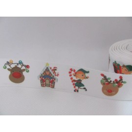 Christmas Reindeer Elf 1 inch Grosgrain Ribbon