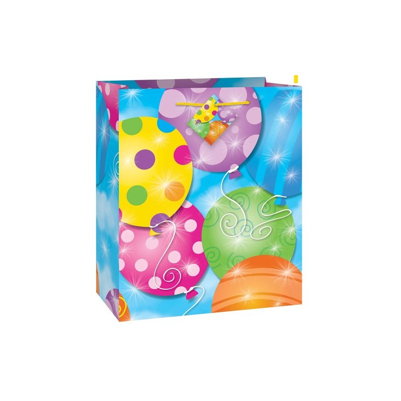 Multicolor Twinkle Balloons Medium Paper Gift Bag With Nylon Handle