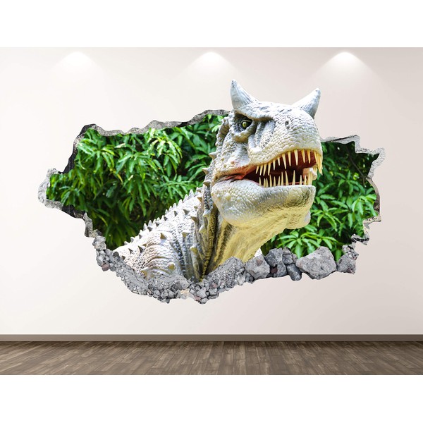 Dinosaur Wall Decal Art Decor 3D Smashed Jungle Sticker Poster Kids Room Mural Custom Gift BL357 (70"W x 40"H)