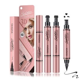 FITDON 3PCS Double-sided Liquid Eyeliner Stamp, Waterproof Smudge-proof Long Lasting Wing Eye Liner Star Heart Seal Stamp Makeup Tool