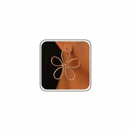 Inateannal Vintage Large Flower Earrings Wire Flower Dangle Earrings Gold Large Flower Stud Earrings Hollow Metal Flower Earrings Statement Floral Drop Earrings Jewellery for Women, Zinc, No Gemstone