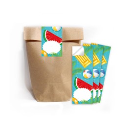 Minkocards 12 Gift Bags (Natural) + 12 Stickers Swimming Pool Party Gift Bags for Party Bags Girls Boys Guest Gift Wrapping for Children's Birthday Girls Birthday Boys Birthday