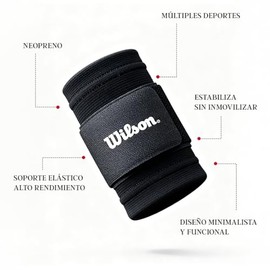 Wilson Muñequera Deportiva Doble Soporte Compresión Nivel 2 – Prevención y Recuperación de Lesiones – 62% Nylon Spandex