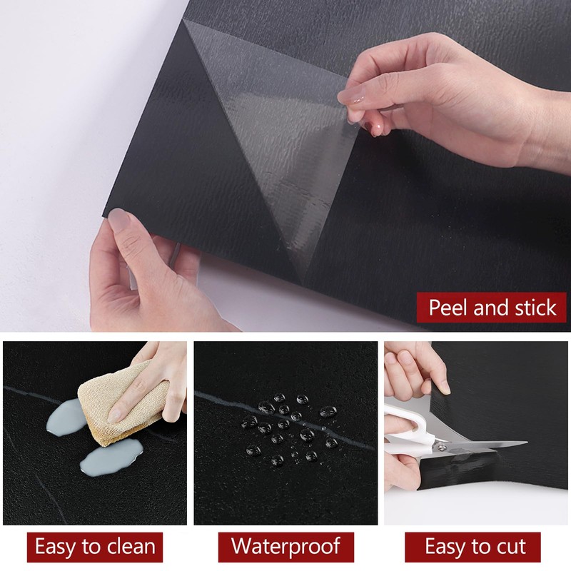 WESTICK 20 PCS Black Marble Peel and Stick Floor Tile