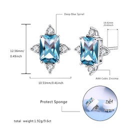 JIANGYUE Women's Earrings White Gold Plated Stud Earrings with Blue Zircon Premium Stud Earrings CZ Small Earrings for Men and Women, Copper, Cubic Zirconia
